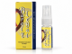 PheromoneXS Barely Legal XS106B men's pheromone spray in a clear 10 mL bottle with yellow label and transparent cap, displayed beside matching yellow retail packaging against a white background.