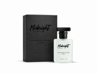 RawChemistry Midnight pheromone cologne bottle and black box on white.