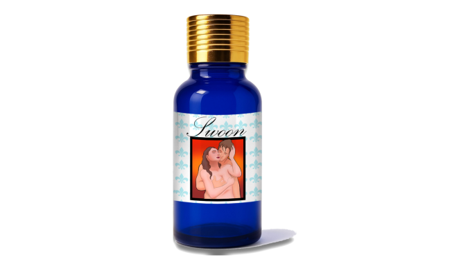 Blue bottle of Swoon Pheromone Oil by Pheromone Treasures