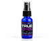 True Open Pheromones 30ml blue spray bottle with black cap and purple-accented label on white background.